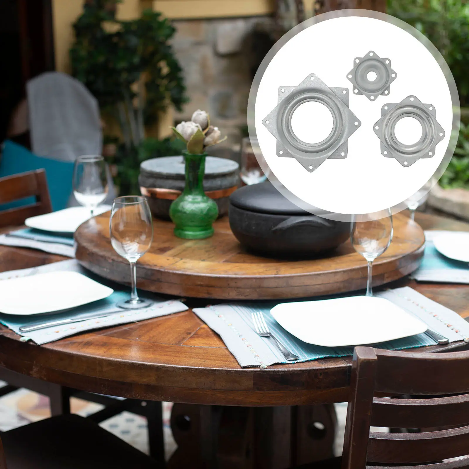 3Pcs Industrial Grade Turntable Bearing Set 2 3 4 Inch Zinc Plated Steel Rotating Base for Furniture Assembly Spinning Display