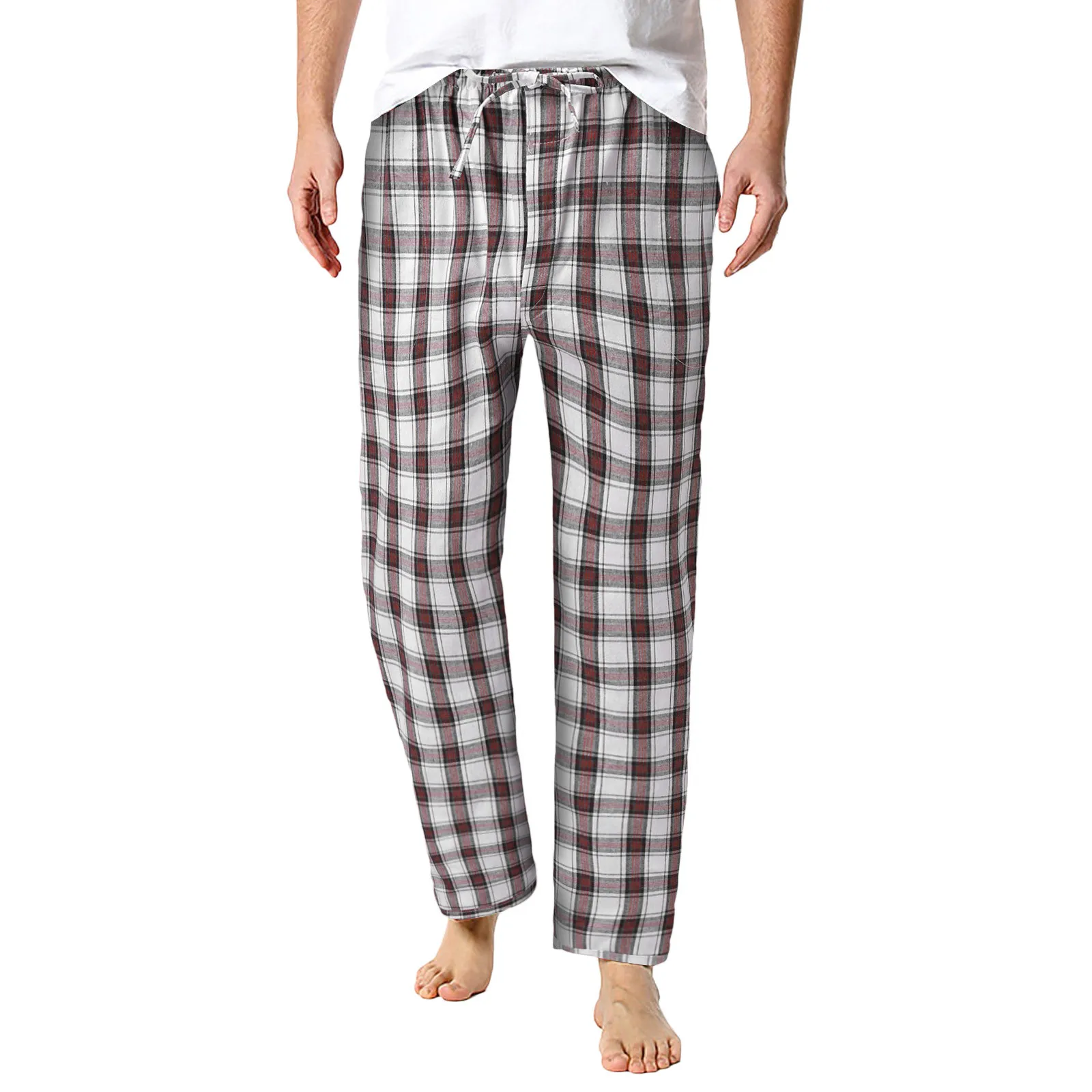 Pantalones de pijama a cuadros para hombre, ropa de dormir de gran tamaño para el hogar, japonés, cómoda