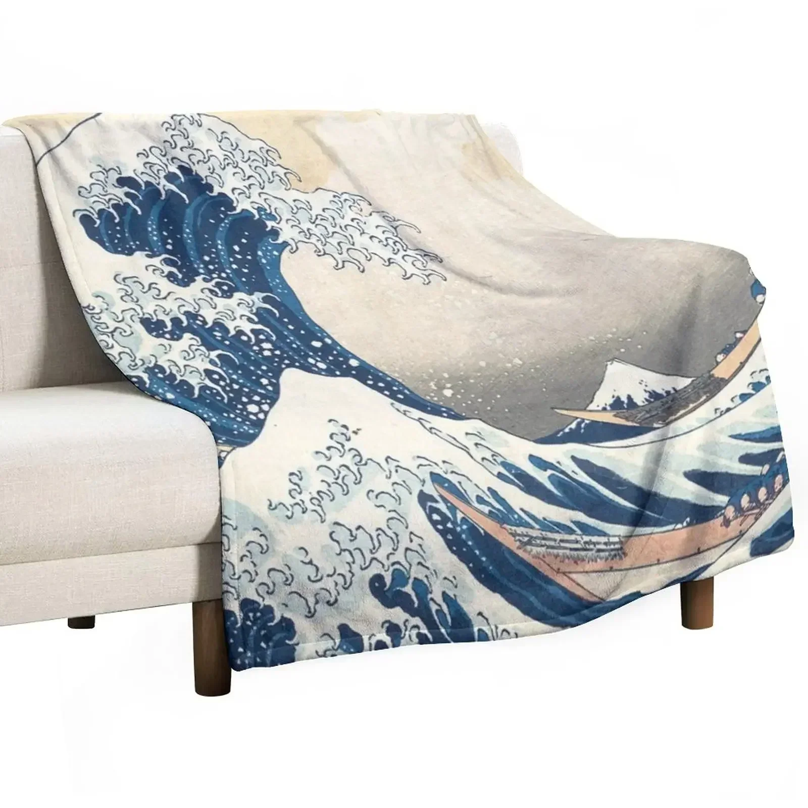 The Great Waveoff Kanagawa by japan artist Hokusai Throw Blanket Designers Cute Decorative Sofa Blankets