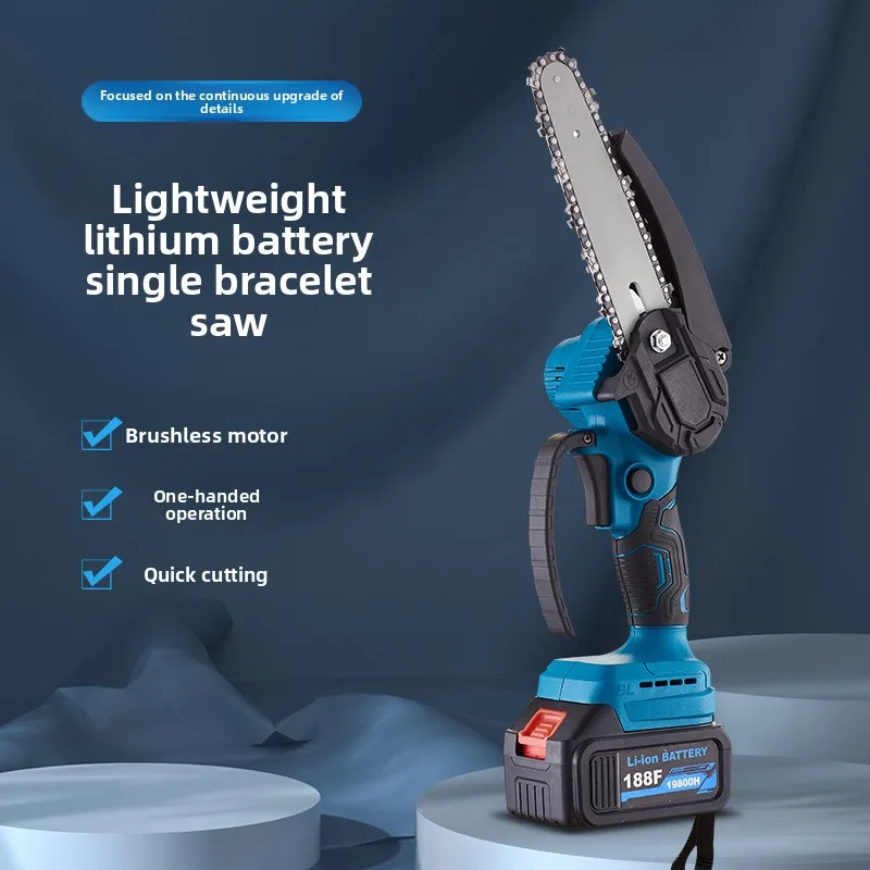 

6-дюймовая бесщеточная электрическая цепная пила, беспроводная одноручная лесозаготовительная пила, небольшой перезаряжаемый цепной ручной инструмент для разборки