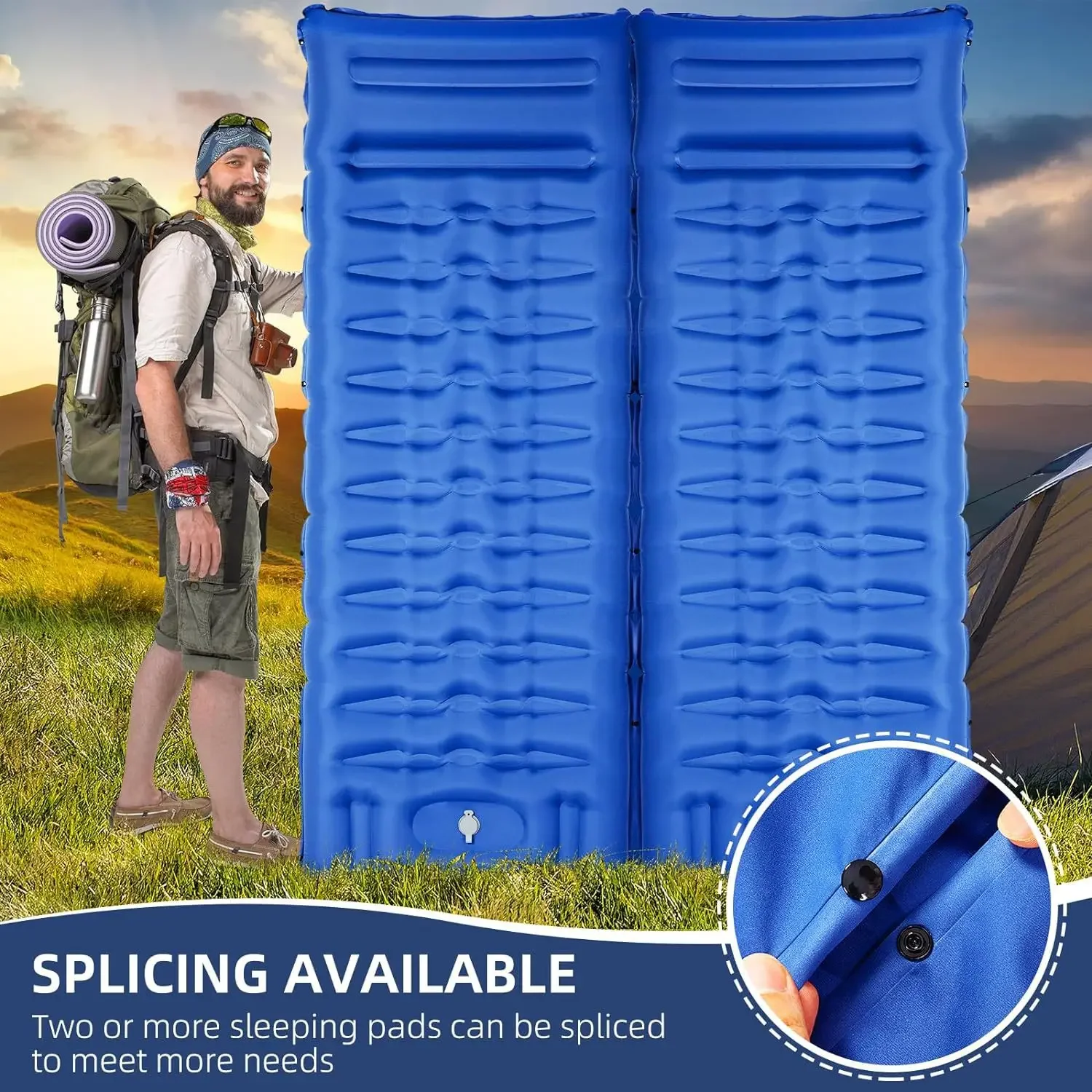 24 Years Pull Belt Thickened Lightweight Outdoor Inflatable Pad Portable Camping Moisture-proof Sleeping Pad Tent