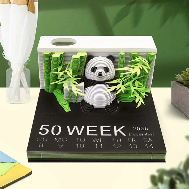 

[k]Time Piece Calendar 2026 Desk Calendar 3D Tear-away Calendar Paper Carving Art Memo Pad Notepad Gift For Christmas