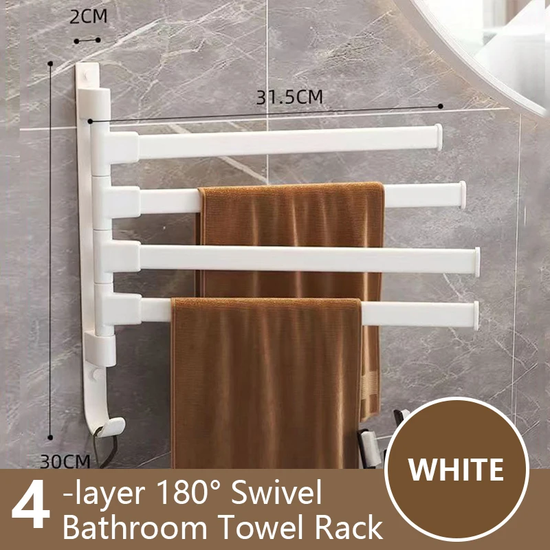 Bathroom Towel Rack Rotatable Towel Holder Space Aluminum 1/2/3/4/5-Bar Towel Hanger Kitchen Kitchen Hanging Wall Mounted