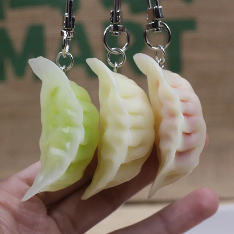 Funny Simulation Food Dumplings Keychain Car Key Chain Pvc Key Pendant Backpack Pendant Jewelry Gifts Keyring