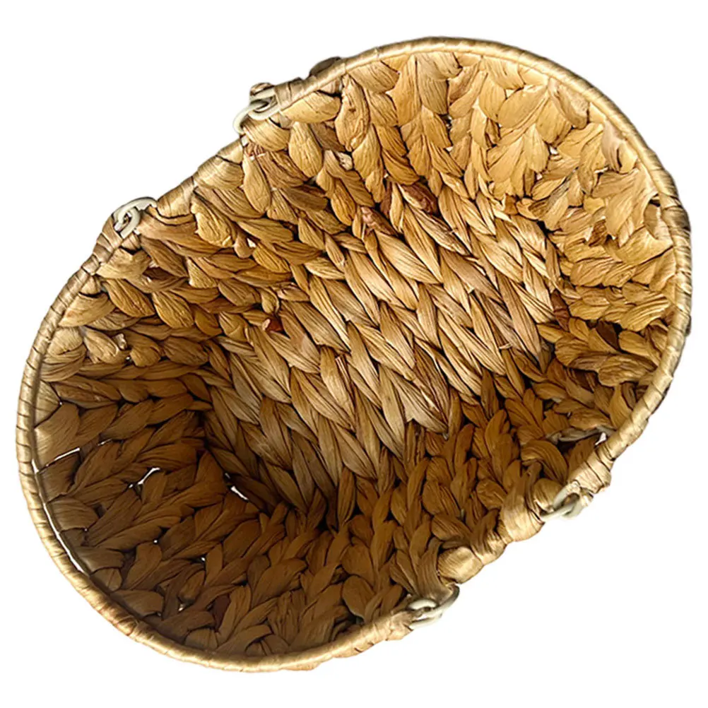 

Woven Basket with Handle Country Style Storage Organizer Large Capacity Rustic Snack Fruit Vegetable Holder for Home