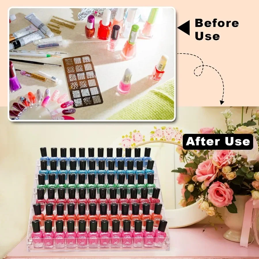6Tier Acrylic Nail Polish Organizer Rack with Adjustable Shelves for Gel Nail Polish Storage Ideal for Makeup Bottles Essential