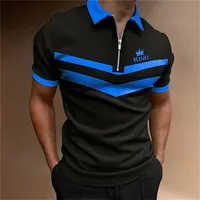 Men's Tops Polo Golf Men's King Print T Shirt High Quality Turndown Short Sleeve Zipper Pullover Original Golf Wear Men Clothing