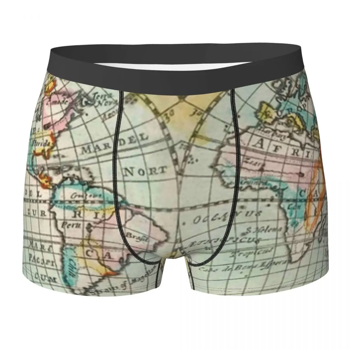 Earth Map Print Underwear Vintage Map of The World 3D Pouch High Quality Boxershorts Shorts Briefs Men Underpants Large Size