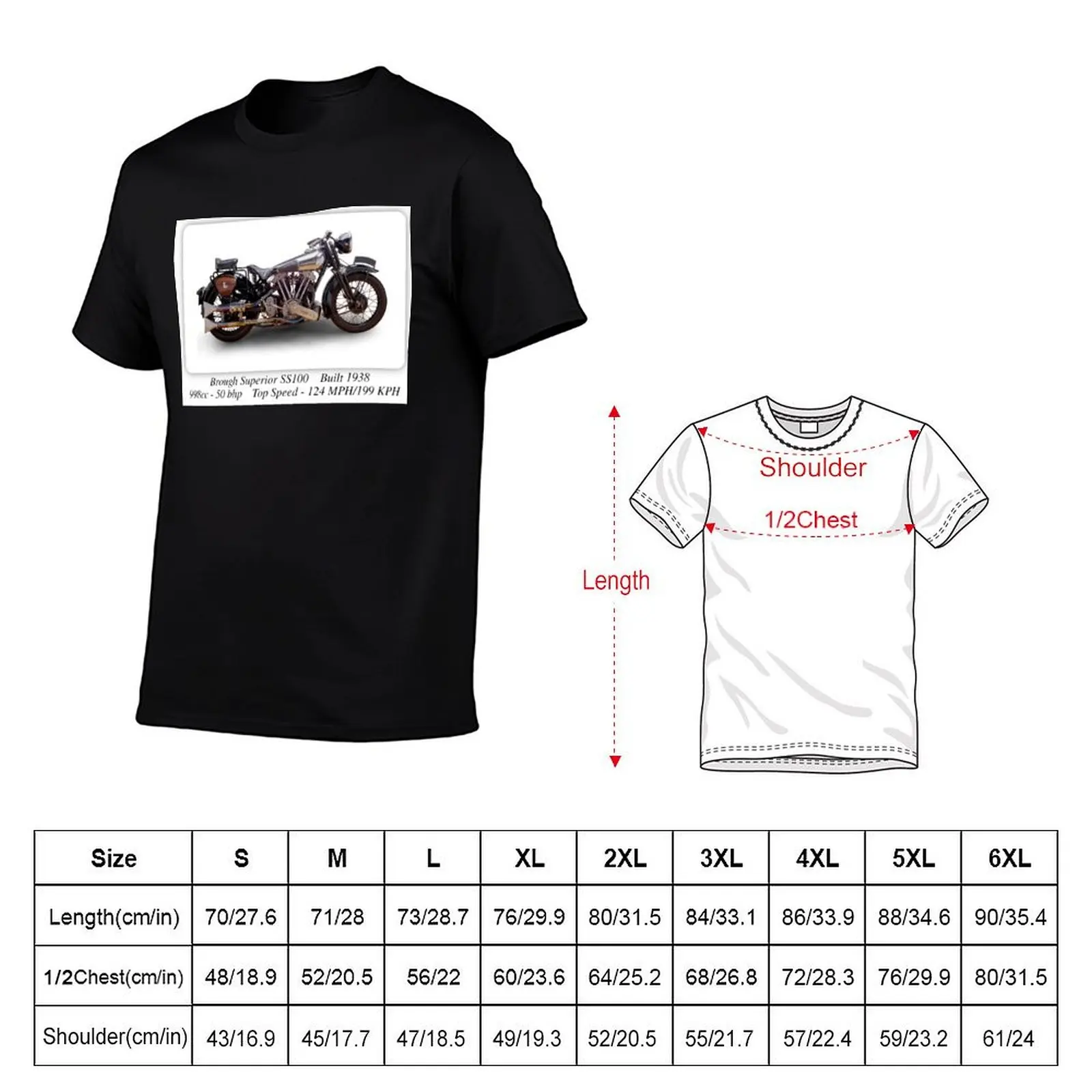 Brough Superior SS100 Motorcycle Print or Poster T-Shirt man t shirt cotton man graphic t shirt cotton t shirt pack T-Shirt