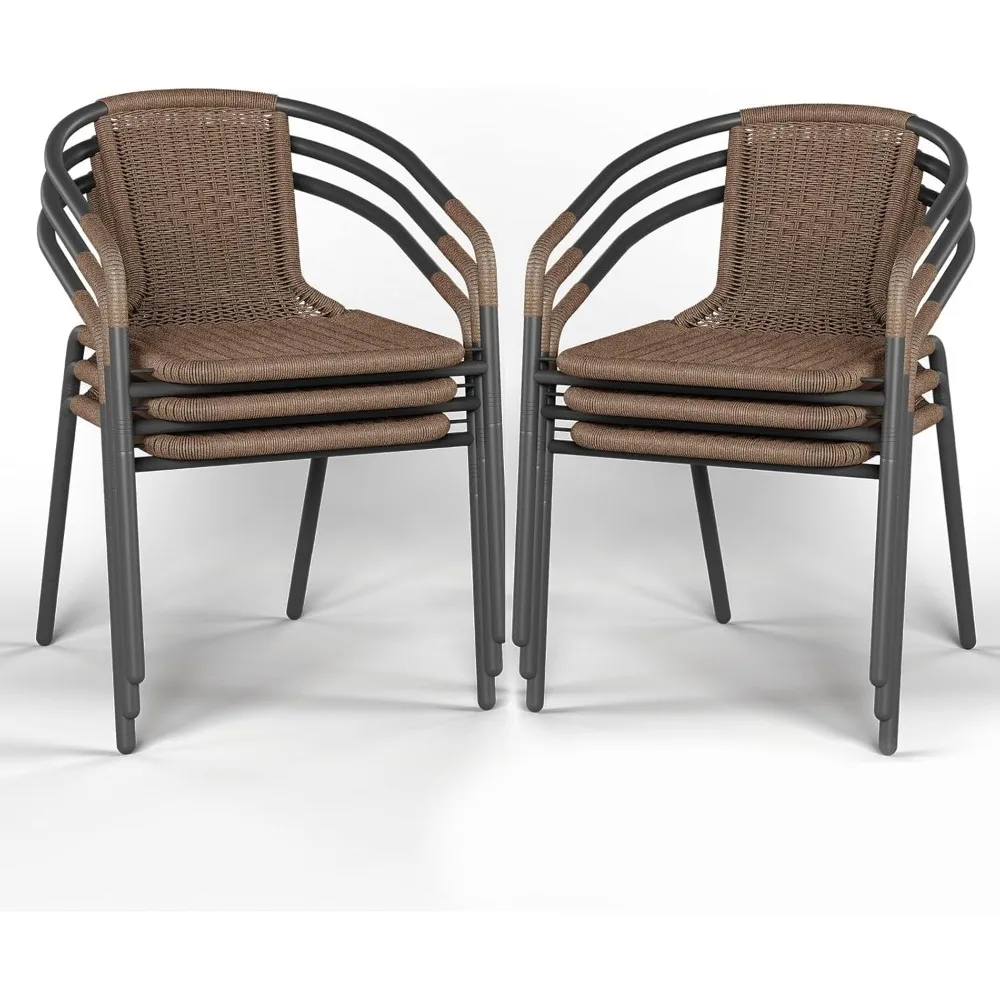 

Outdoor Dining Chairs, Rattan Patio Chairs Wicker, Stackable Indoor-Outdoor Chair, Bistro, Deck, Yard, Porch