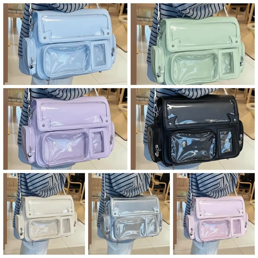 Transparent Convertible Ita Backpack PU Leather Solid Color Kawaii Uniform Bag Ita Large Capacity Waterproof