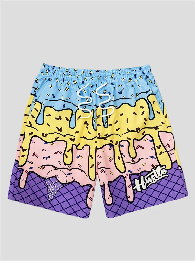 2025 New Shorts Men's Summer 3D Avocado Pattern Shorts Thin Section Of The Trend Shorts Large Size Comfortable Casual Pants