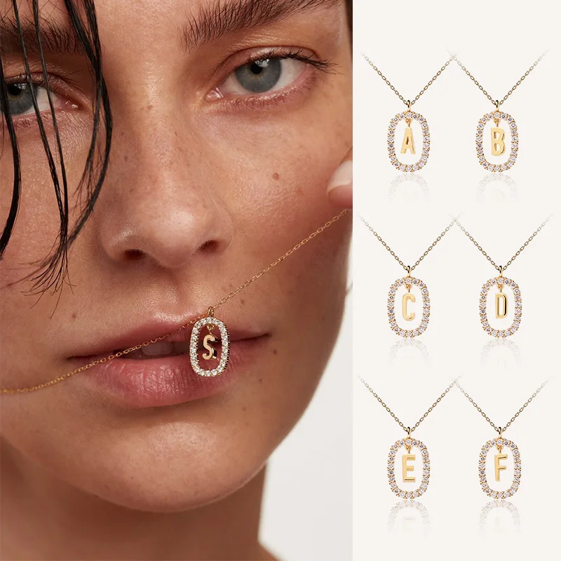 

New 925 Sterling Silver Alphabet Necklace Charm High Quality First Name Initial Pendant Choker Birthday Gift Fine Jewelry