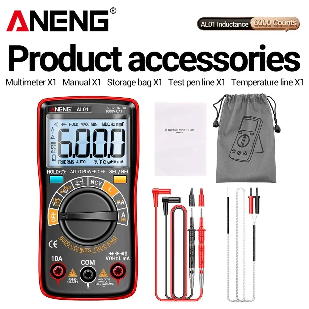 

Мультиметр ANENG, цифровой высокоточный универсальный измеритель с защитой от перегорания, специализированный электрический вольтметр.