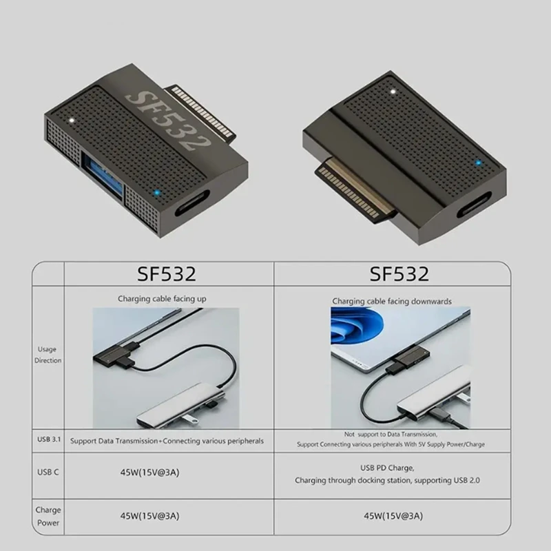 Suitable For Microsoft Laptop Charging Adapter Surface Pro9/8/7/6 40PIN To Expand The Magnetic Port With Data Function