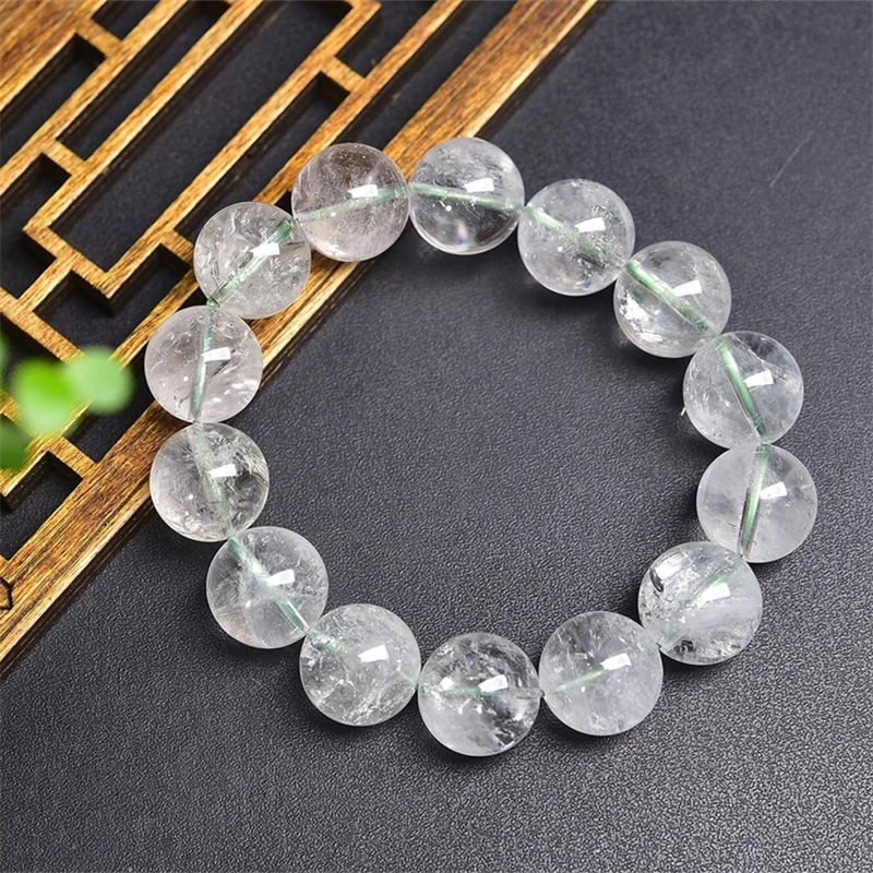 16MM Natural Green Quartz Bracelet String Charms Handmade Fortune Energy Bangle Mineral Woman Amulet Jewelry Gift