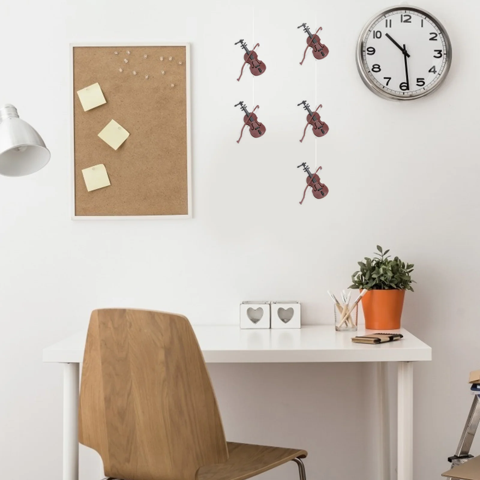 

Mini Wood Grain Violin Pendant Child Ornaments for Christmas Tree Model Tiny That Plays Music