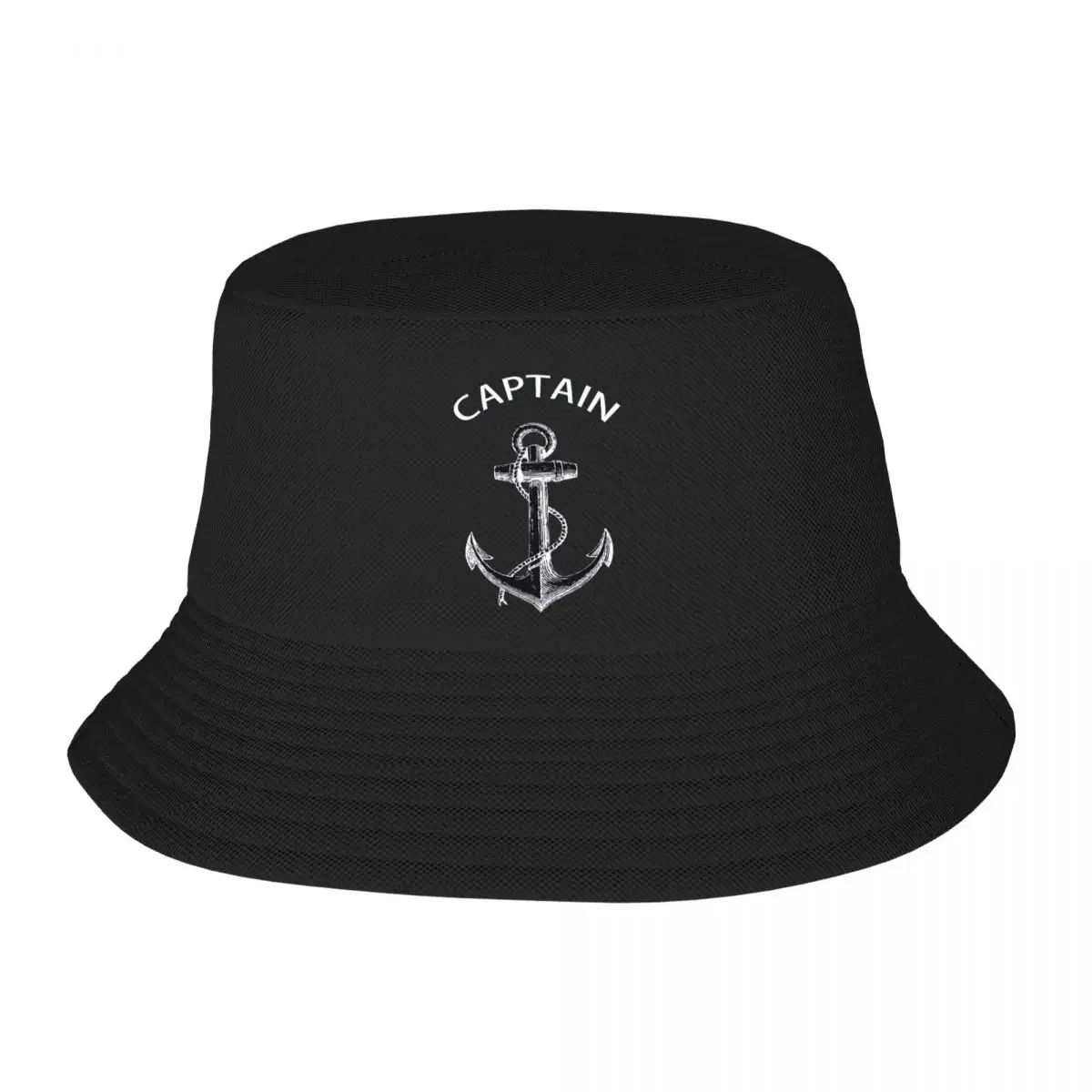 Custom Captain Anchor Bucket Hat for Women Men Print Nautical Sailor Adventure Summer Beach Sun Camping Cap