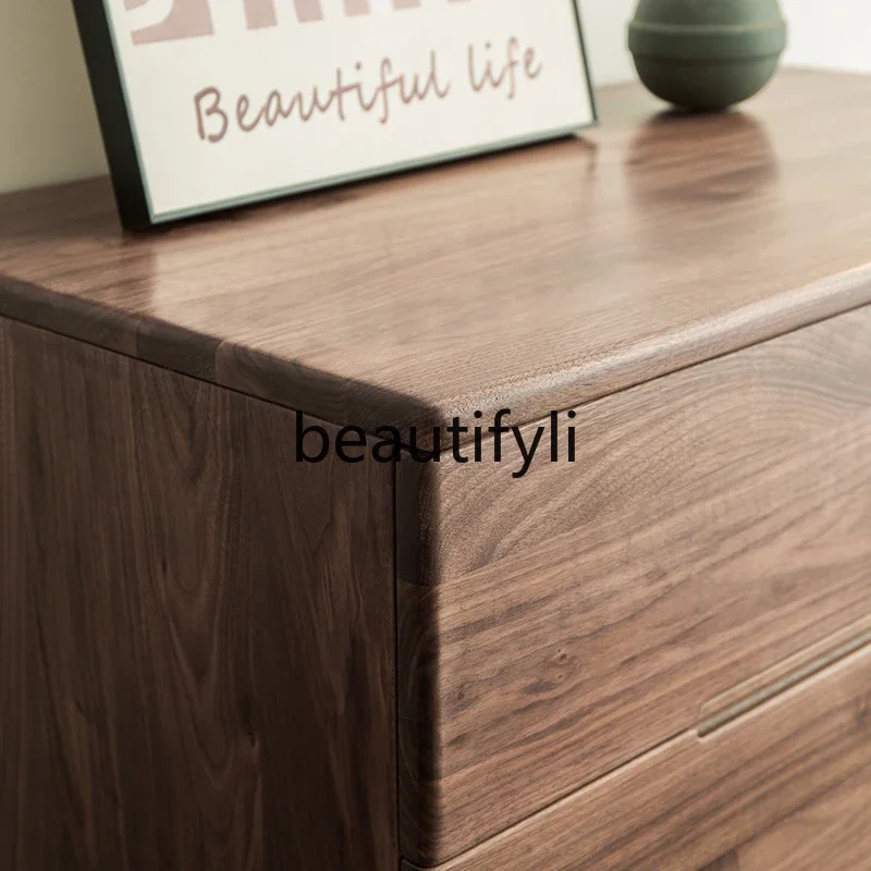 C45 North American black walnut five bucket solid wood living room side cabinet storage cabinet TV cabinet