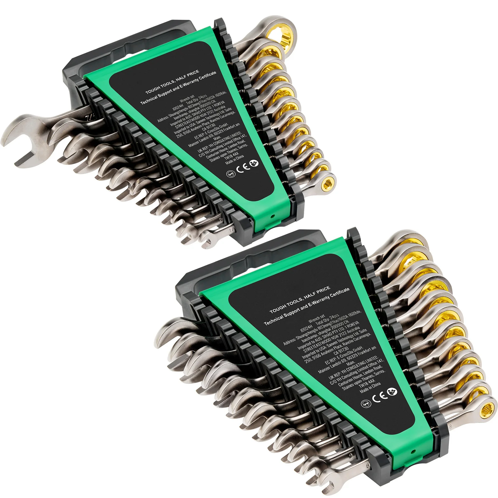 

SucceBuy Combination Wrench Set 24/30-Piece Ratcheting Wrench Set with Organizer Rack Cr-V Steel Wrench Set SAE Metric