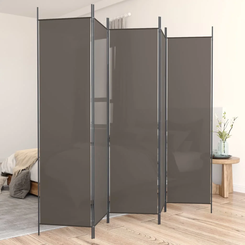 Divisor con 5 Paneles Antracita 250x200 cm Tela Productos de decoración del hogar, mamparas divisorias, mamparas de privacidad