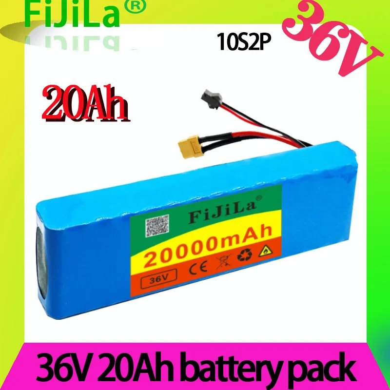 36V 20Ah 18650 lithium battery pack 10S2P 250-500W High Power ebike Battery 20000mAh 42V Electric bicycle Scooter motor with BMS