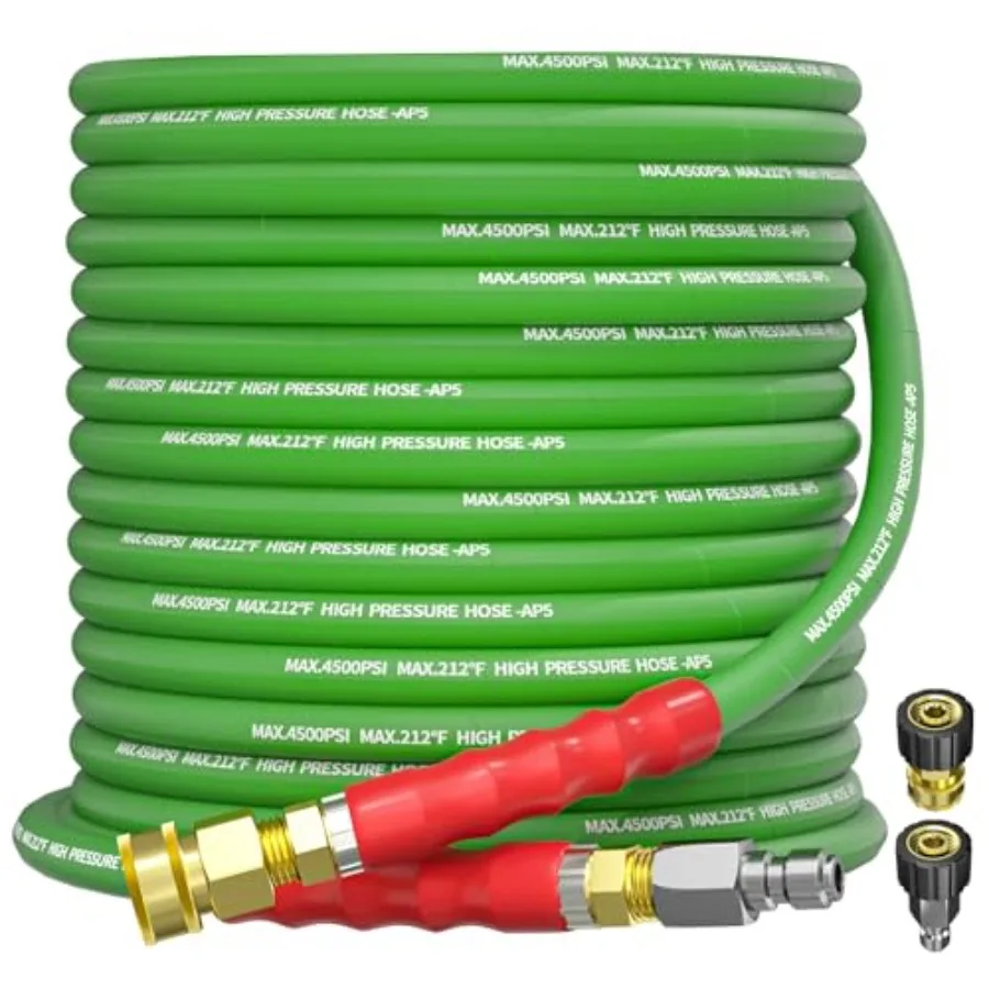 

Pressure Washer Hose 50Feet 3/8" for Cold and Hot Water 212°F with Swivel Quick Connect 4500PSI Kink Resistant Grade Steel Wire