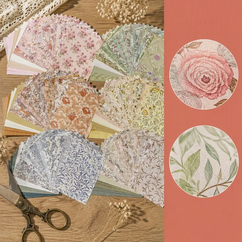 239pcs, thickened vintage floral-themed journaling background papers, perfect for journal enthusiasts, DIY crafters, and scrapbook creators, great for decorating diaries, collages, and gift wrapping