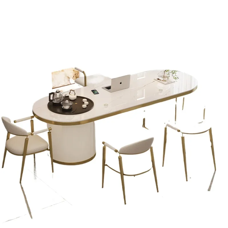 Light luxury rock slab tea table and chair combination