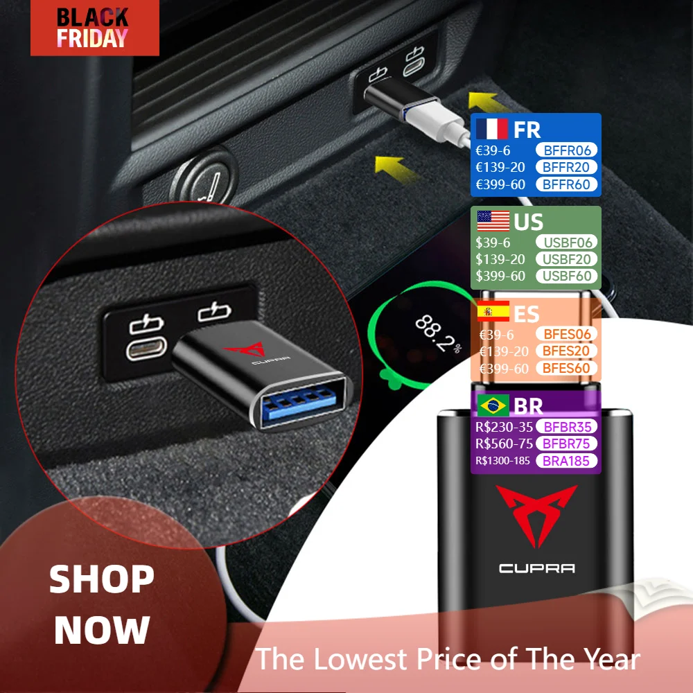 1pcs USB Data Transfer Adapter Converter Car Macbook Laptops Card Reader For Seat Cupra FR Racing Ibiza Leon Ateca Exeo Tarraco