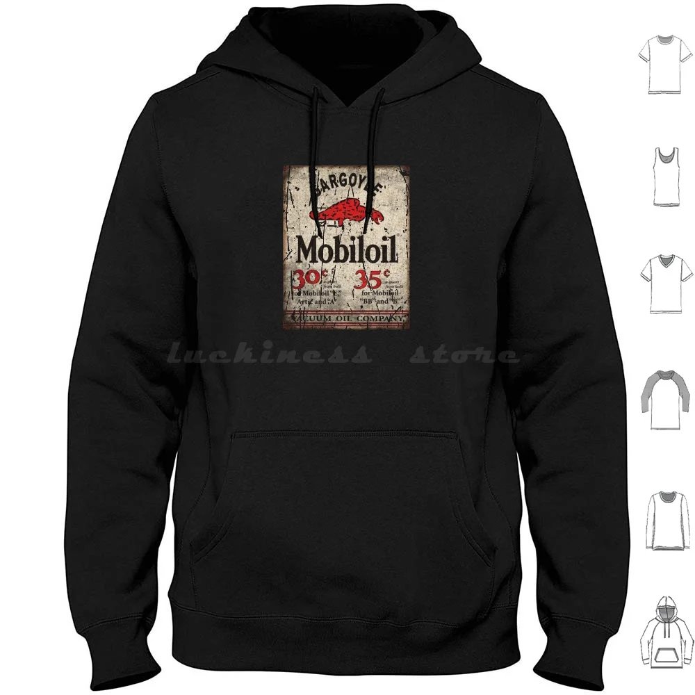 Mobiloil Gas Hoodie Cotton Long Sleeve Gasoline Vintage Gas Petroliana Petrol Retro Car Oil Racing Dragster Logo Hot Rod