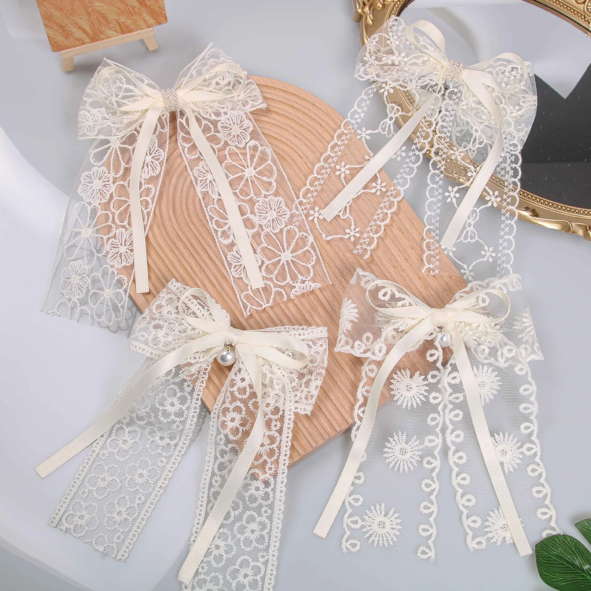 

20 Pcs/Lot, Embroidery Lace Hair Bows Clip Women Elegant Spring Hair Clip Spring Summer Hair Accessories Ponytail Barrettes