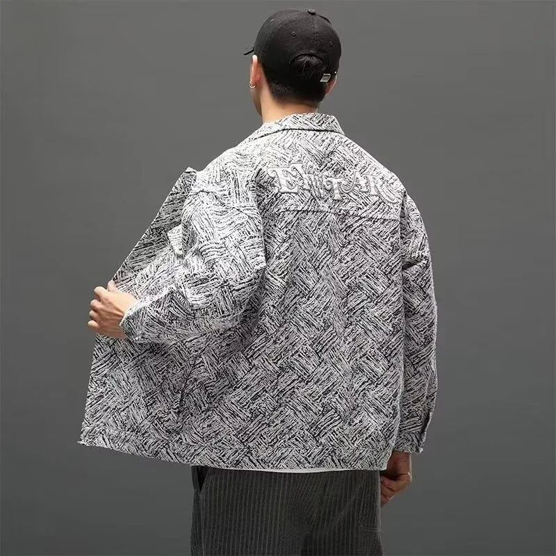 

GPstudio American Retro Embroidered Snowflake Denim Jaet Men's Trendy Loose Workwear Jaet Spring Autumn Sle