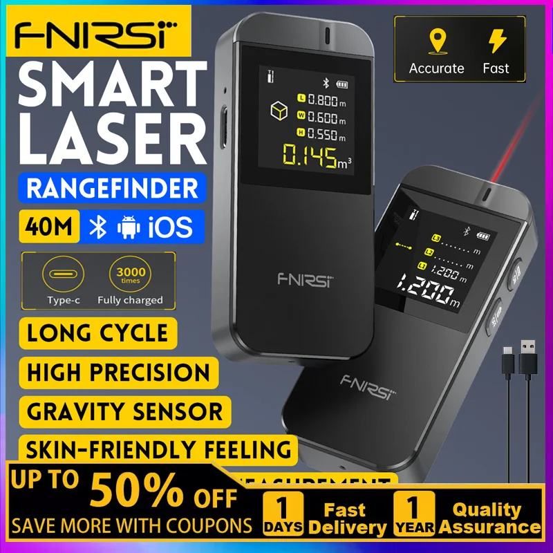 FNIRSI IR40 جهاز تحديد المدى بالليزر الذكي 40 متر شريط قياس الليزر مقياس مسافات رقمي مترو ليزر تطبيق رقمي دقيق للرسم