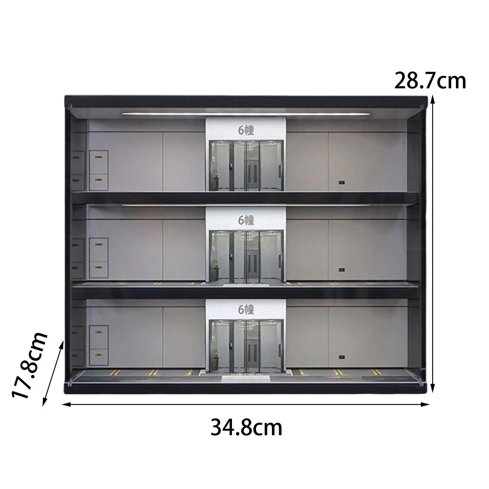 1:64 Parking Lot Display Case with LED Lights Protection for Dolls Diecast Car