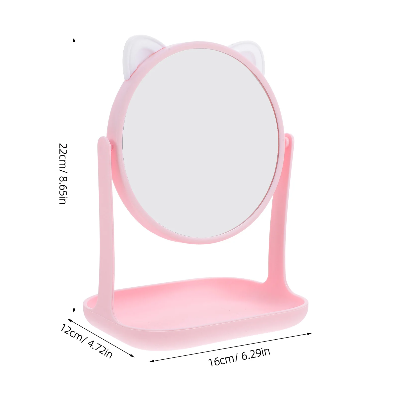 1Pcs Katze Ohr Kosmetik Spiegel Drehbare Desktop Make-Up Spiegel mit Ablage Langlebiges Material Neuheit Design