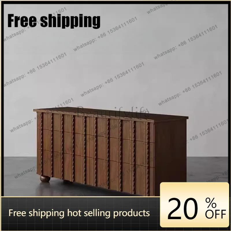 jj4 American solid wood dining side cabinet modern simple living room entrance decorative side cabinet