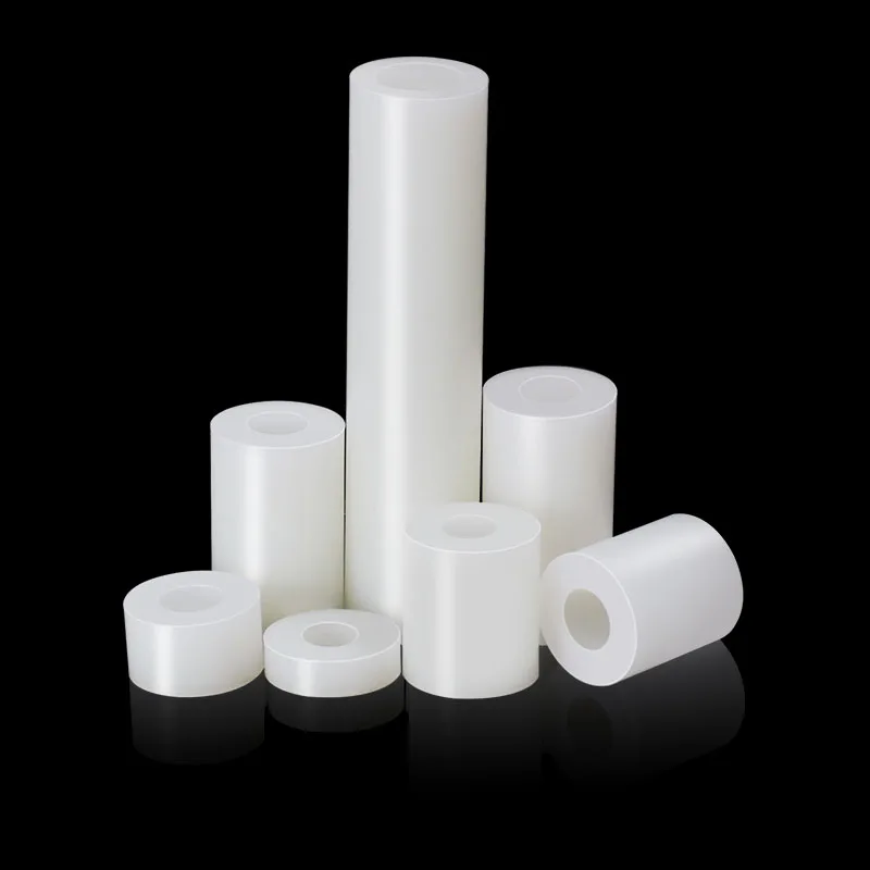 50Pcs M3 M4 M5 M6 M8 White Nylon Non-Threaded Spacer ABS Round Hollow Standoff Round Washer OD7mm-14mm PCB Board Screw Bolt