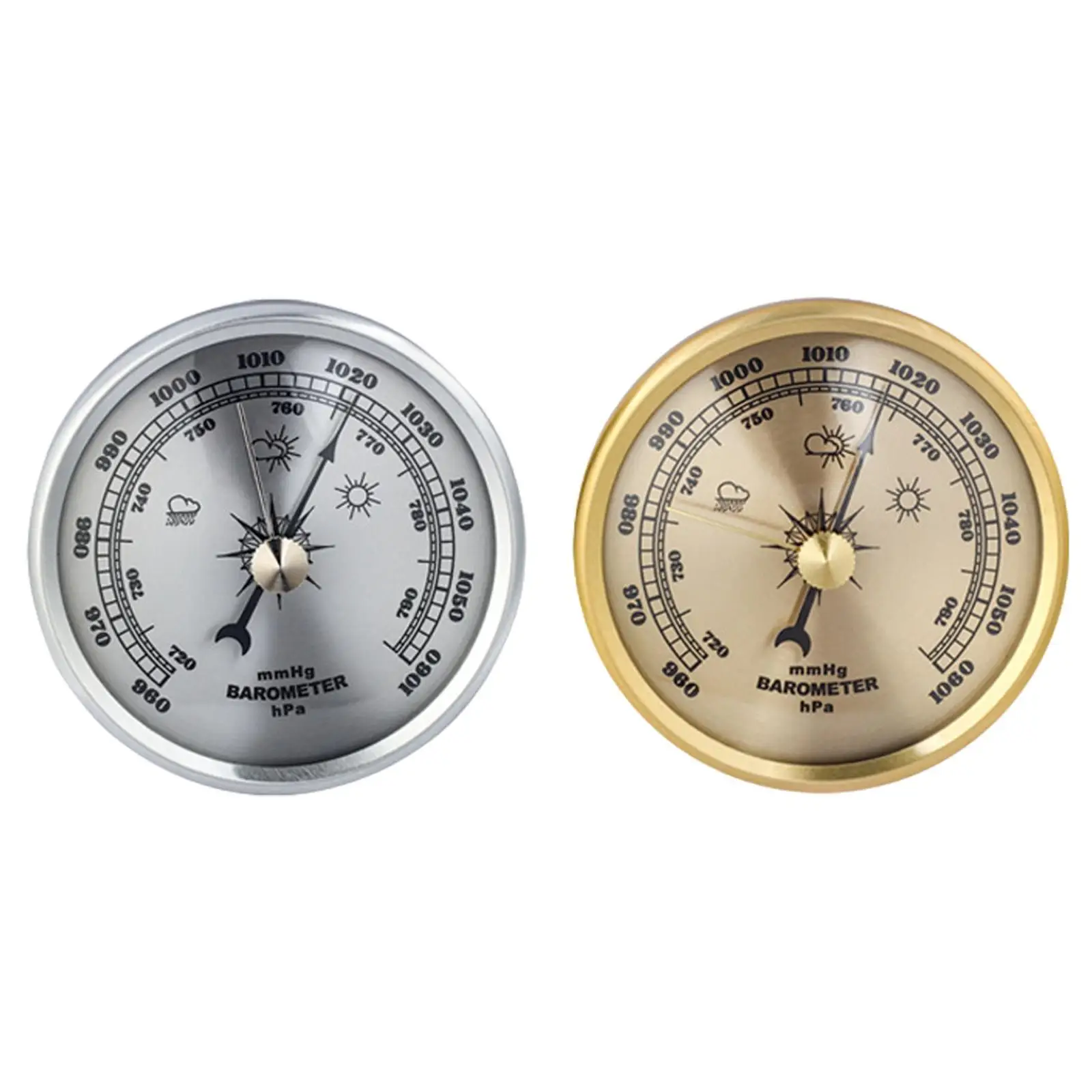 Barometer mmHg/hpa Portable 70 mm Analog Round Dial Wall Mount Air Pressure Gauge for Boat Home Fishing Breeding Indoor Outdoor