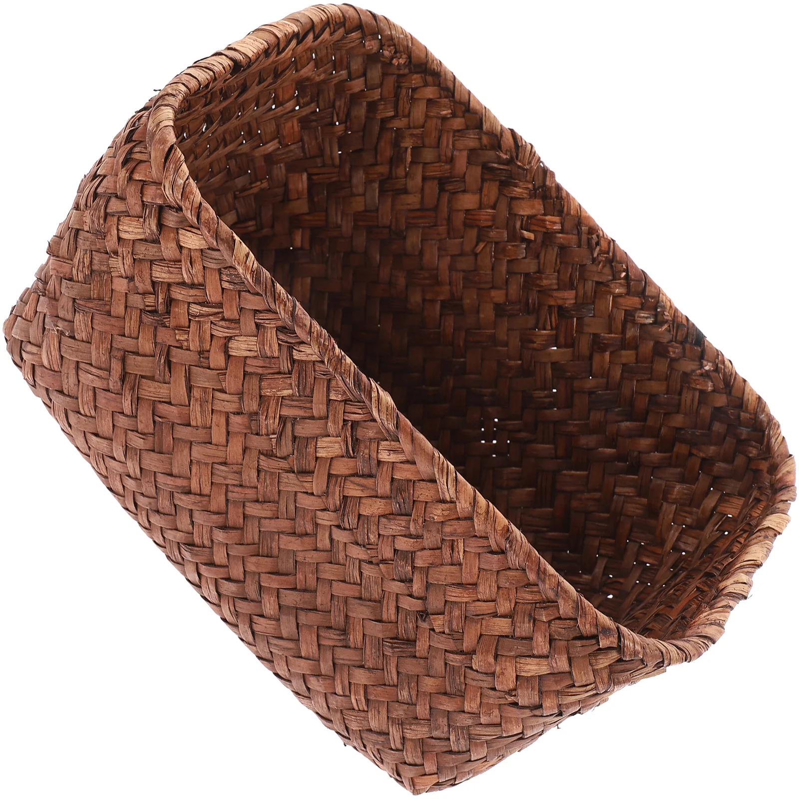 

Desktop Storage Basket Coffee Color Woven Organizer for Living Room Table Kitchen Handmade Container Keep Items Tidy