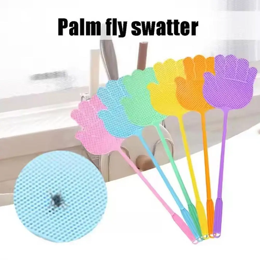 

1pc Creative Palm Fly Clap Manual Plastic Fly Swatter Multi-Functional Flyswatter Long Hand Insect Killer Home Kitchen Accessory