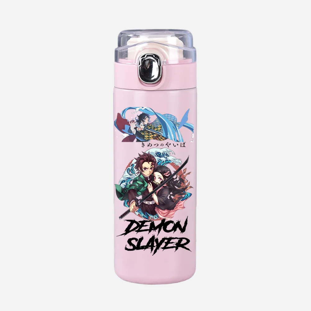 Anime Cartoon Demon Slayer Printed Thermos Cup Portable Stainless Steel 400Ml Water Bottle Leak Proof Camping Water Cup Gift - view 2