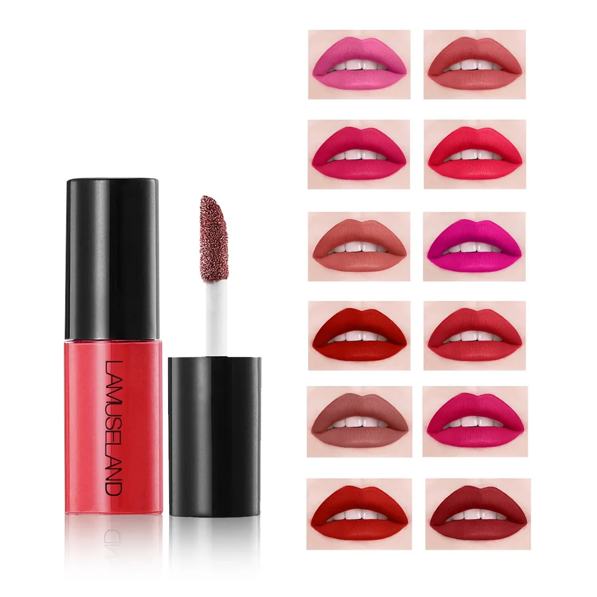 12 Color  Long Lasting Makeups Lip Gloss Waterproof Lip Glaze Lip Tint Liquid Lipstick Cosmetic Sample Matte Liquid Lipstick