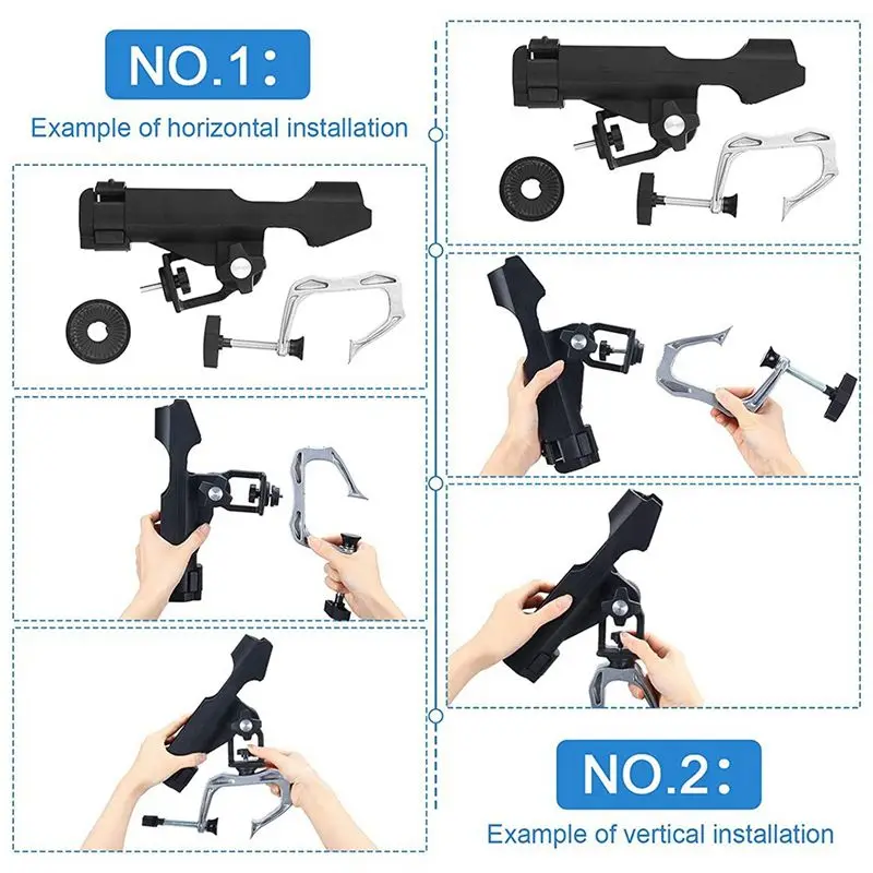 ABJV 3 Pcs Fishing Boat Rods Holder 360 Degree Adjustable Folding Fishing Pole Holders Stand for Kayak Canoe Dock