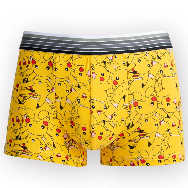 1Pcs Pokemon Pikachu Underwear Men Panties Anime Cartoon Boys Teenager Boxer Briefs Kawaii Cosplay Male Cotton Underwear Gifts