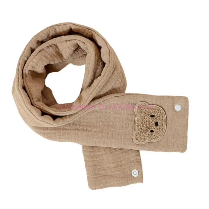 85AE وشاح دافئ للأطفال نمط الدب الكرتوني طويل كاتم للصوت مقاوم للرياح منديل يومي لتدفئة الرقبة للنشاط في الهواء الطلق #3