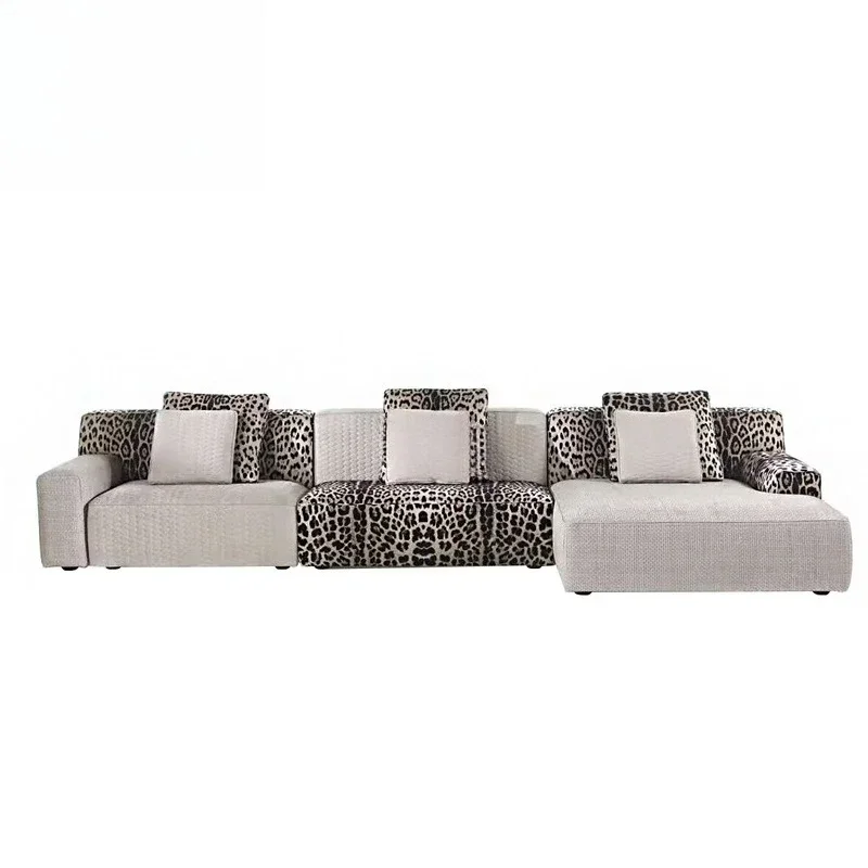 Light luxury wild leather sofa, ho me combinat ion L-sha ped luxury lar ge apar tment