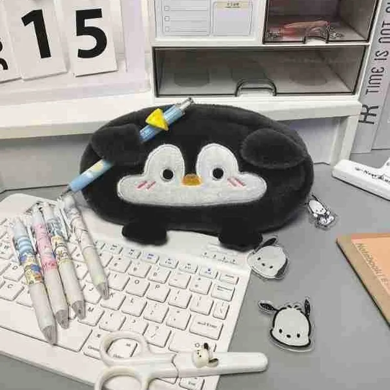 

Плюшевый пенал с изображением пингвина, большая емкость, красная книга, тот же стиль, милый органайзер для канцелярских принадлежностей, школьные принадлежности для студенток