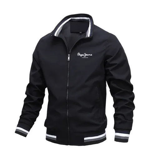 Chaqueta informal con cremallera y cuello levantado para hombre, abrigo para deportes al aire libre, chaqueta cortavientos para hombre, Bomber impermeable, otoño e invierno