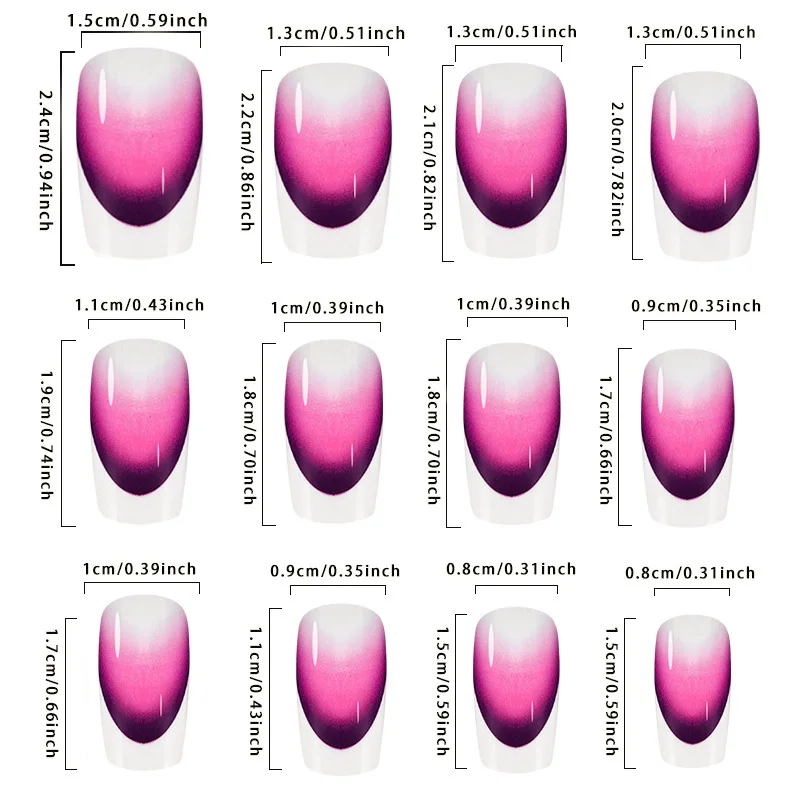 Vierkante Korte Nep Nagel Gradiënt Pers Op Nagels Franse Tips Witte Rand Frans Design Acryl Nagels Volledige Dekking Valse Nagels Sets